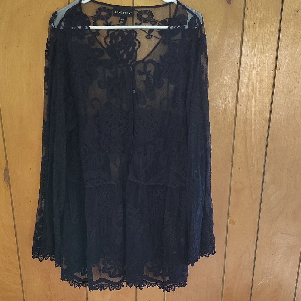Lace Overlay Navy Blue Top